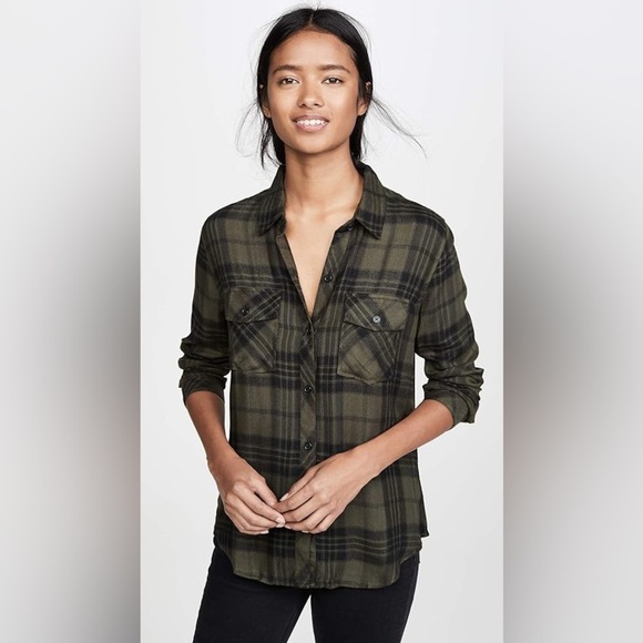 Rails Brent Plaid Sport Shirt In Olive Jet - Size M - Picture 3 of 6